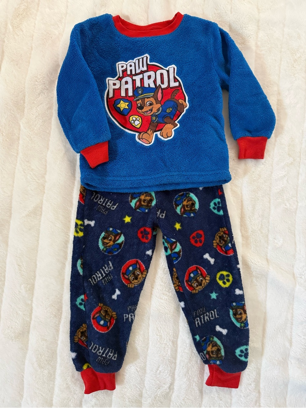 Nickelodeon Paw Patrol Blue & Red Plush Kids Pajama Set